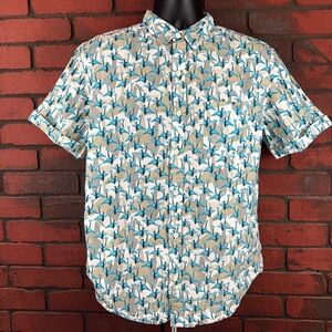 Resolution Clothing Mens Medium Paper Crane Button Down Short Sleeve – Casual, G